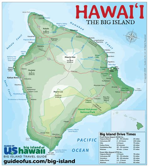 Map of Hawaii's Big Island